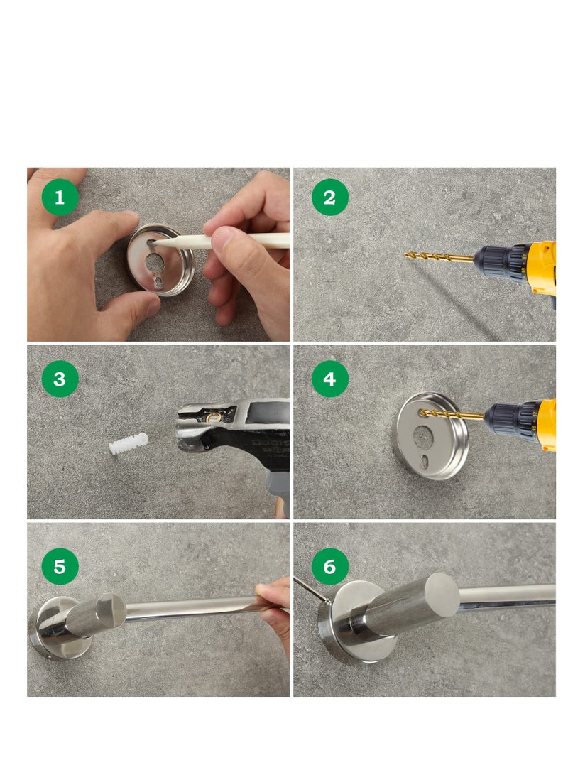 SYOSI حامل منشفة من الفولاذ المقاوم للصدأ، قابل للتعديل من 40-70 سم، حامل منشفة مثبت على الحائط مع براغي، حامل منشفة مصقول قابل للتوسيع لملحقات الحمام والمطبخ - Image 5