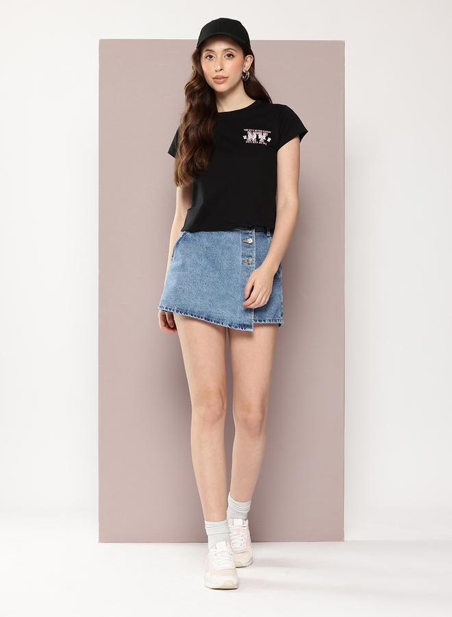 Dillinger Women Regular Fit Embroidery Crop T-Shirt - Image 5