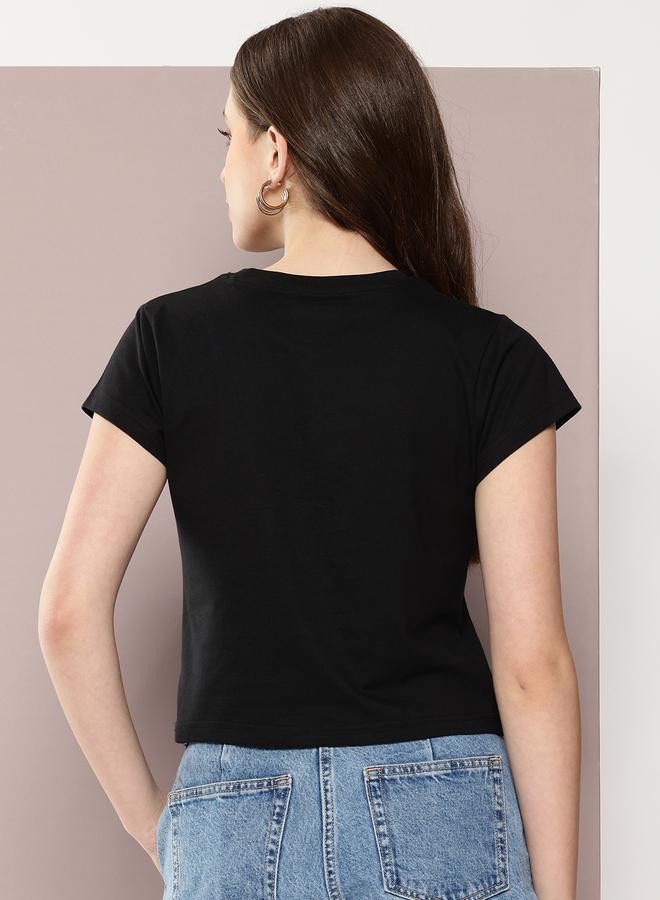 Dillinger Women Regular Fit Embroidery Crop T-Shirt - Image 4