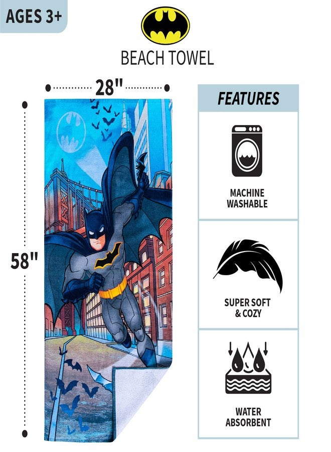 Franco Kids Super Soft Cotton Beach Towel, 58 in x 28 in, Batman DC Comics - Image 3