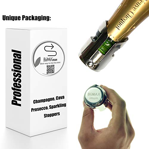 BGMAXimum Champagne Sealer Stopper, BGMAX 3 Pack Stainless Steel Sparkling Wine Bottle Plug Sealer Set with a Longer Sealing Plug, Gifts Accessories for Champagne - Image 4