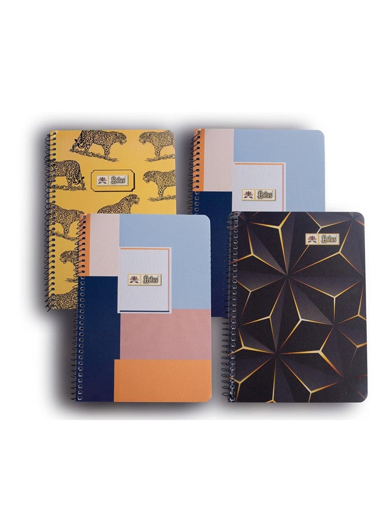 لوتس مجموعة لوتس من 4 دفاتر مدرسية حلزونية 80 صفحة - Image 1