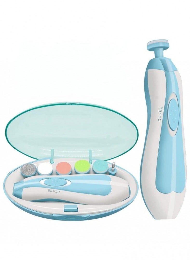 إلترازون قصافة أظافر أطفال كهربائية آمنة لأظافر الأطفال من إلترازون ، مجموعة أدوات تقليم أظافر الأطفال مع 6 رؤوس تجليخ و1 قصافة أظافر، قصافة أظافر للأطفال، أدوات أظافر للبالغين