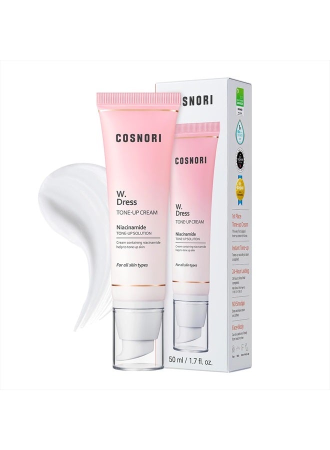 COSNORI W. Dress Tone-up Cream -Quick Skin Tone Balancer – Evens Out Complexion - No Makeup Natural Look - Long-Lasting Hydrating & Sebum Control Face and Body – Vegan, No Animal Tested – 1.69 oz - Image 1