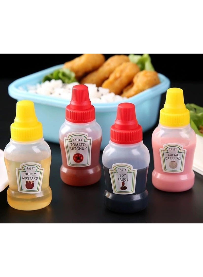 Tasty Set of 2 Small Leakproof Bottles Squeeze Sauce and Ketchup Dispenser for Lunch Box, Travel, School Plastic-312-4 pieces - Image 1