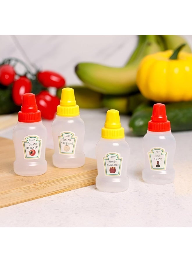 Tasty Set of 2 Small Leakproof Bottles Squeeze Sauce and Ketchup Dispenser for Lunch Box, Travel, School Plastic-312-4 pieces - Image 2