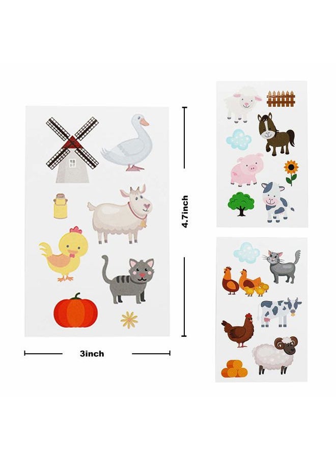 Cleverplay - 24 Sheets Barnyard Farm Animal Temporary Tattoos, Farm Themed Birthday Decoration Party Favors for Kids,Goody Bag Supplies Gifts - Image 1