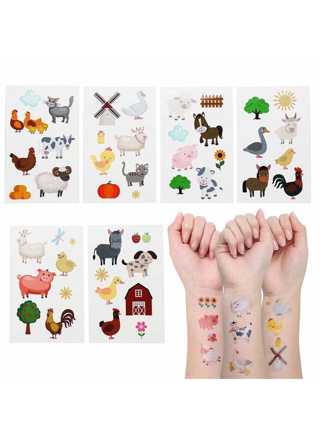 Cleverplay - 24 Sheets Barnyard Farm Animal Temporary Tattoos, Farm Themed Birthday Decoration Party Favors for Kids,Goody Bag Supplies Gifts - Image 1