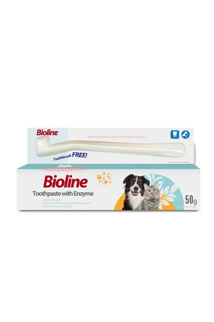 Bioline Dog Toothpaste Enzyme 50g Pack of 2 – Bioline Tartar Control Dental Care Gel for Dogs Fresh Breath & Oral Hygiene with Free Toothbrush - Image 3