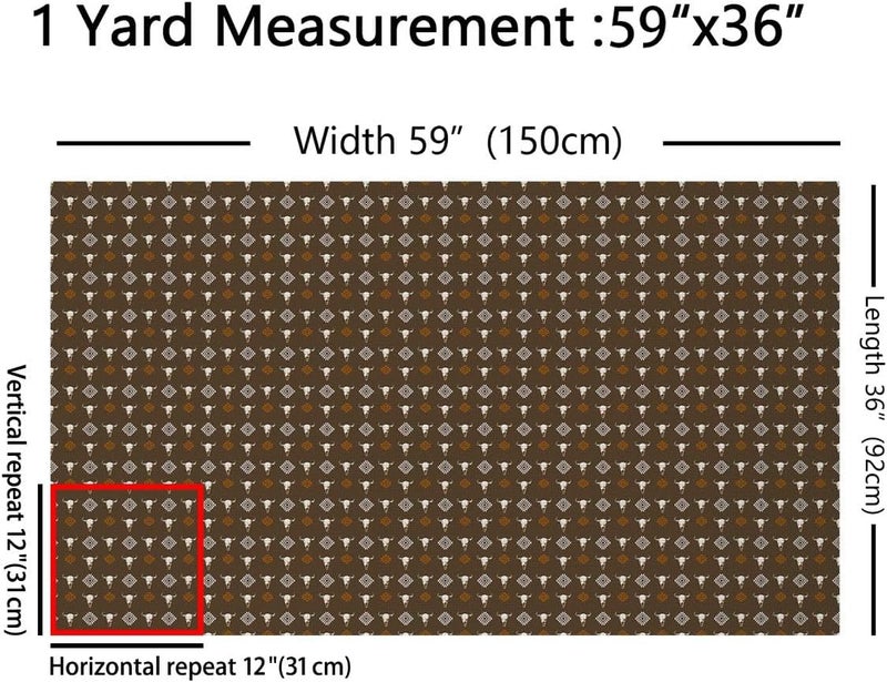 Erosebridal Rustic Aztec Upholstery Fabric Boho Western Skull Outdoor Fabric By The Yard 5 Yard Southwestern Ethnic Tribal Waterproof Fabric for Chairs Brown Bohemian Geometric Indoor Home DIY Decor - Image 2