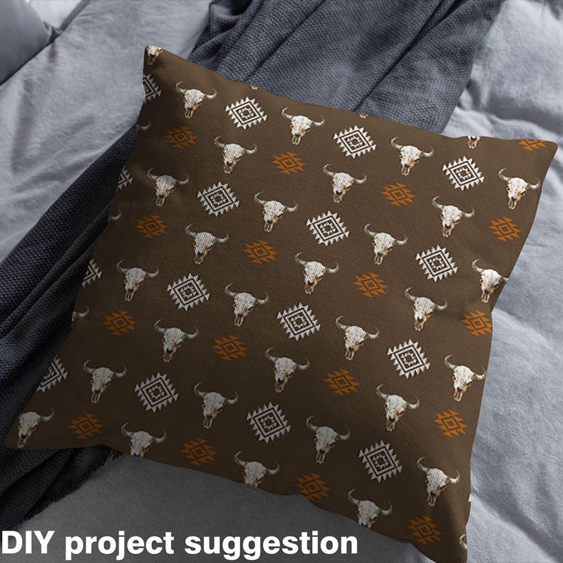 Erosebridal Rustic Aztec Upholstery Fabric Boho Western Skull Outdoor Fabric By The Yard 5 Yard Southwestern Ethnic Tribal Waterproof Fabric for Chairs Brown Bohemian Geometric Indoor Home DIY Decor - Image 4