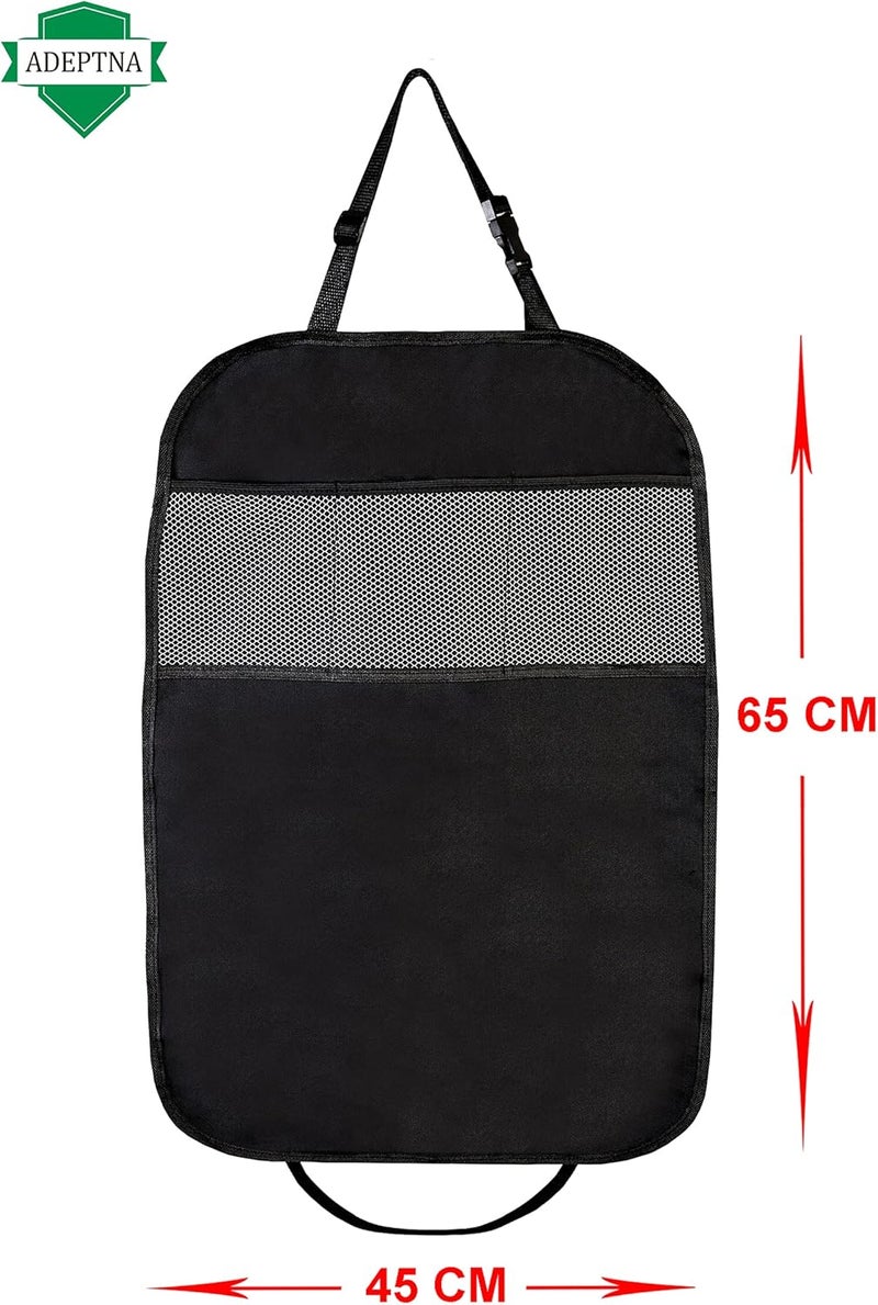 ADEPTNA 2 Pack Car Organizers Kick Mat Car Seat Protector with 3 Mesh Pockets - Image 4