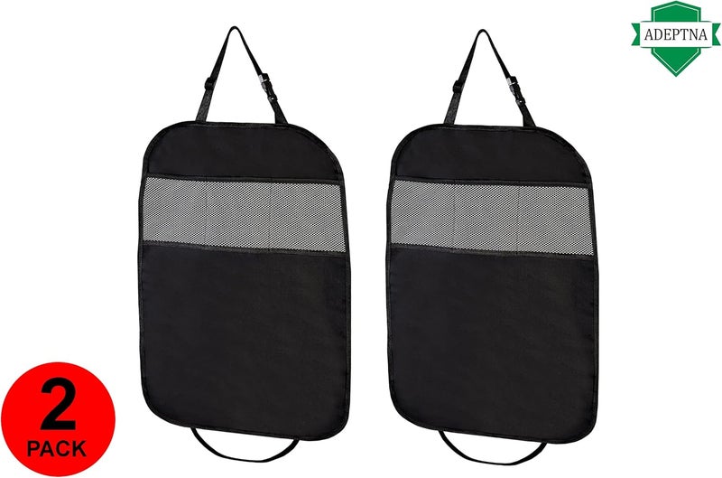 ADEPTNA 2 Pack Car Organizers Kick Mat Car Seat Protector with 3 Mesh Pockets - Image 5