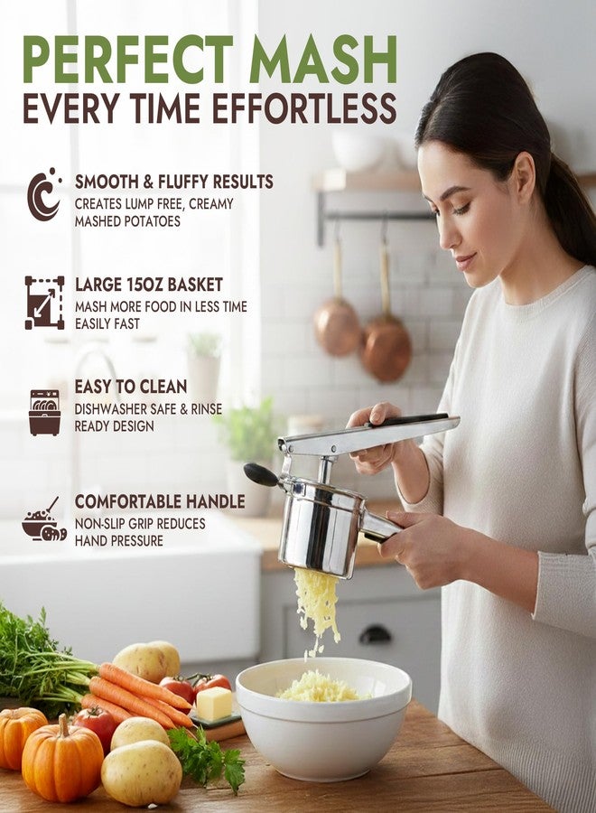 Havenity Large 15oz Potato Ricer, Heavy Duty Stainless Steel Ricer for Mashed Potatoes - Mashed Potato Masher, Baby Food Masher, Durable Kitchen Tool, Potato Press, Easy to Use Kitchen Gadget, Fixed Disc - Image 3