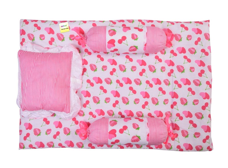 Kwitchy مجموعة سرير حديثي الولادة كويتشي مكونة من مرتبة أطفال مع حقيبة نوم شبكية مجموعة مريحة 06 أشهر وردي 4 قطع - Image 2