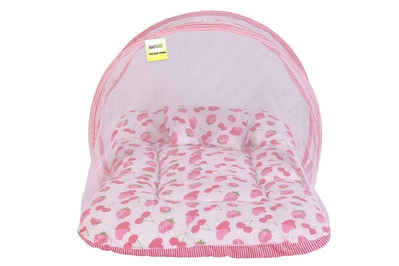Kwitchy مجموعة سرير حديثي الولادة كويتشي مكونة من مرتبة أطفال مع حقيبة نوم شبكية مجموعة مريحة 06 أشهر وردي 4 قطع - Image 3