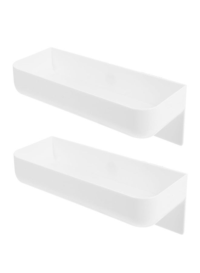 PRETYZOOM Wall Mounted Storage Rack 2-Pack Self-Adhesive Floating Shelves for Kitchen and Bathroom Organization No Drill Small Organizer Wall Mount Ideal for Under Sink and Spice Storage - Image 1
