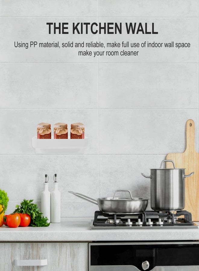 PRETYZOOM Wall Mounted Storage Rack 2-Pack Self-Adhesive Floating Shelves for Kitchen and Bathroom Organization No Drill Small Organizer Wall Mount Ideal for Under Sink and Spice Storage - Image 2