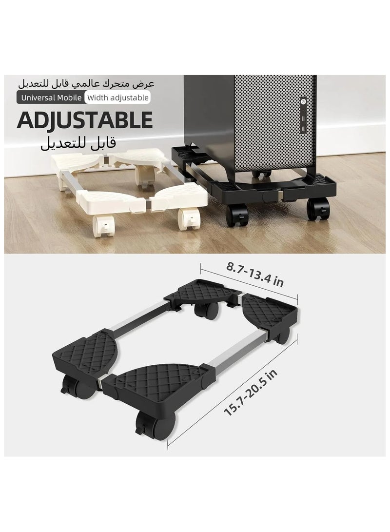 YelaJoy حامل وحدة المعالجة المركزية المحمول القابل للتعديل، حامل وحدة المعالجة المركزية لبرج الكمبيوتر مع عجلات دوارة، حامل أرضي للكمبيوتر، حامل كمبيوتر لبرج سطح المكتب يناسب معظم ملحقات مكاتب الألعاب (أسود) - Image 2