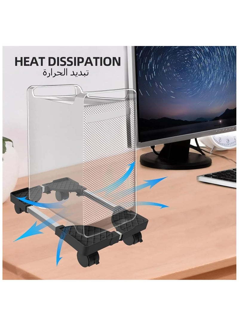 YelaJoy حامل وحدة المعالجة المركزية المحمول القابل للتعديل، حامل وحدة المعالجة المركزية لبرج الكمبيوتر مع عجلات دوارة، حامل أرضي للكمبيوتر، حامل كمبيوتر لبرج سطح المكتب يناسب معظم ملحقات مكاتب الألعاب (أسود) - Image 3
