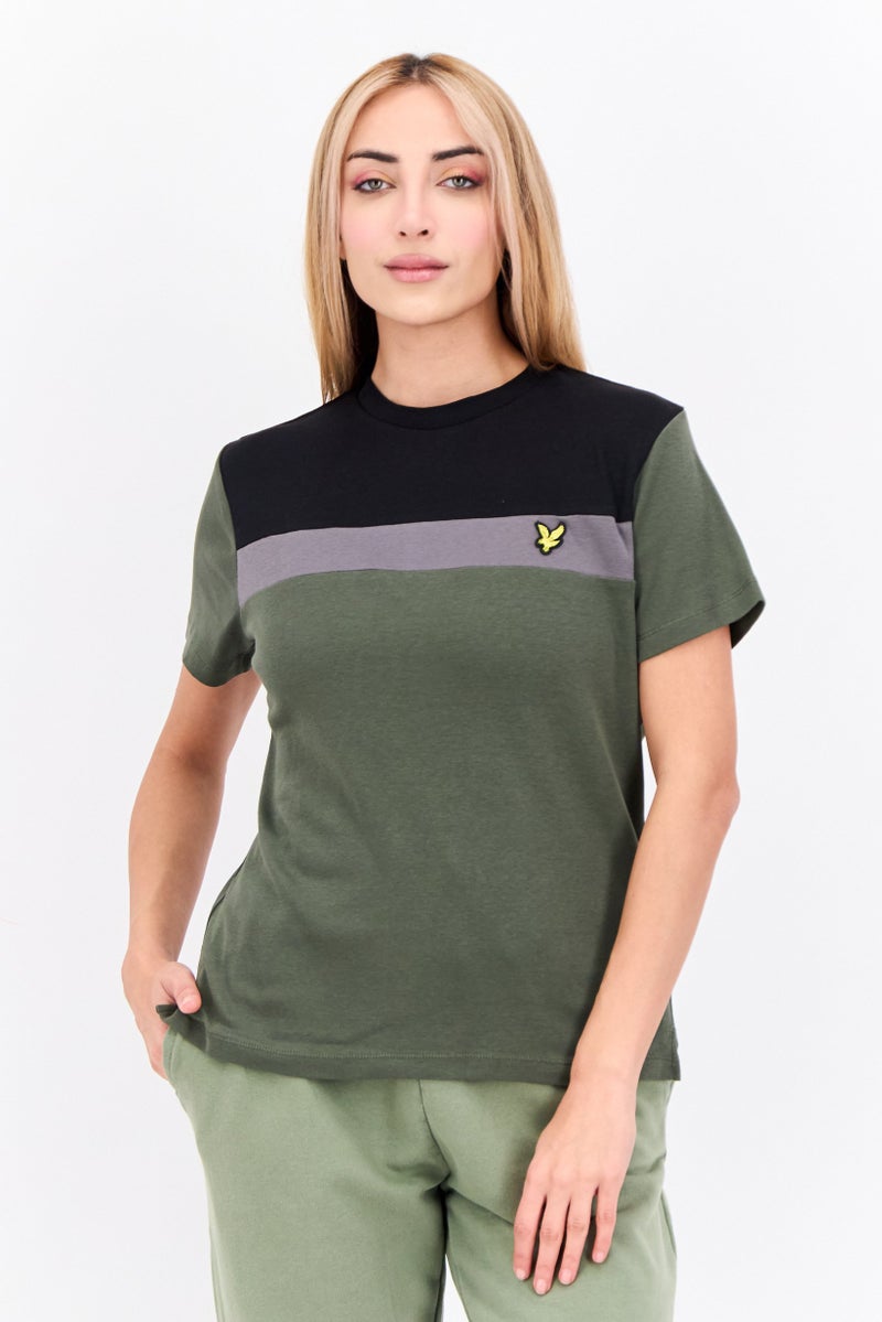 Lyle & Scott Women Crew Neck Short Sleeves Colorblock T-shirt, Black - Image 1