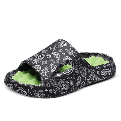 LOTUSTAR Cloud Slides for Women Men Cool Pillow Slippers Non-Slip Shower Bath Platform Foam Sandals for Indoor Outdoor House Pool (Black,10.5-11.5 Women/9.5-10.5 Men,Women,10.5,11.5,Men,9.5,10.5) - Image 1