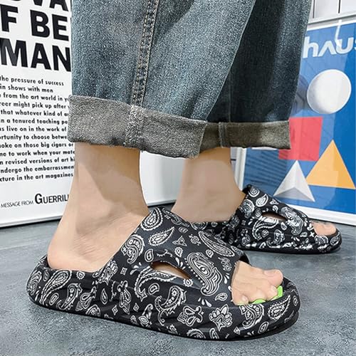 LOTUSTAR Cloud Slides for Women Men Cool Pillow Slippers Non-Slip Shower Bath Platform Foam Sandals for Indoor Outdoor House Pool (Black,10.5-11.5 Women/9.5-10.5 Men,Women,10.5,11.5,Men,9.5,10.5) - Image 2