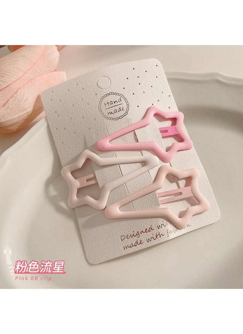 Generic - Colorful Star hairpin female children baby hairpin five-pointed star dopamine jewelry small clip headdress BB clip clip clip Pink Meteor 3-piece set - Image 1
