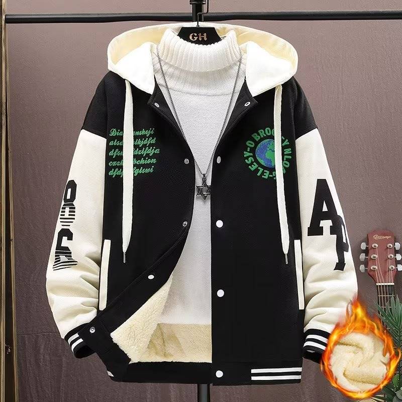 13 Teenagers Jacket 12 Years Old Boys Junior High School Students 14 Fleece-Lined Thickened 15 Big Kids Baseball Suit Jacket - Image 4