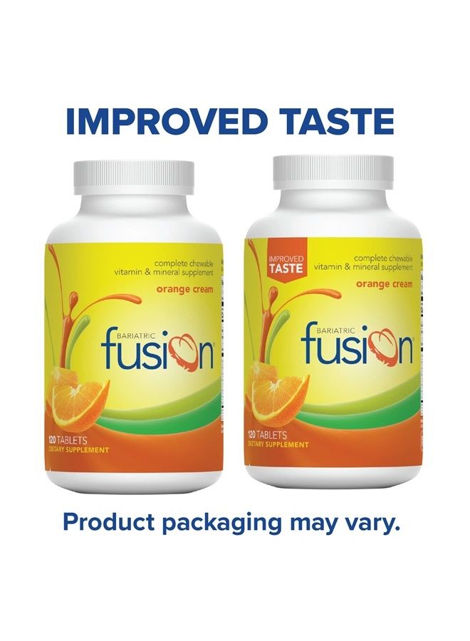 Bariatric Fusion فيتامينات متعددة قابلة للمضغ بنكهة كريم البرتقال لعلاج السمنة مع الحديد لمرضى جراحة السمنة بما في ذلك تحويلة المعدة وتكميم المعدة - 120 قرصًا - Image 3