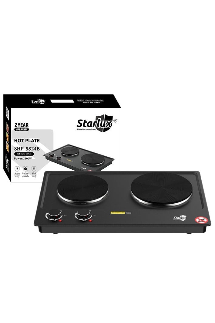 ستارلوكس موقد كهربائي مزدوج الرأس مع مؤشر ضوئي للطاقة، لوح تسخين محمول عالي الطاقة للطهي الداخلي والقلي والمعدن الصحي - Image 1