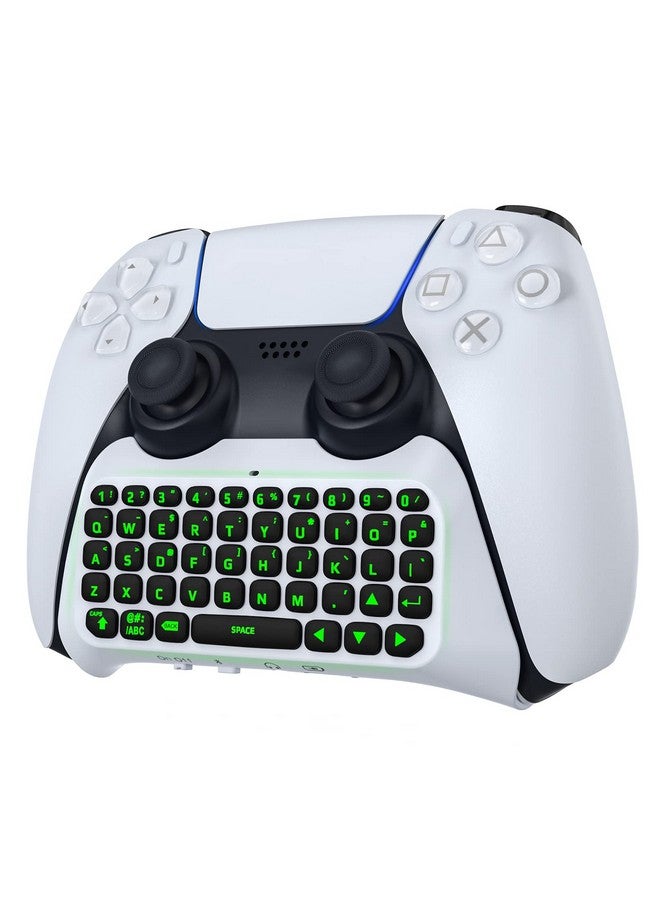 MoKo Keyboard For Ps5 Controller With Green Backlight, Bluetooth Wireless Mini Keypad Chatpad For Playstation 5, Built In Speaker & 3.5Mm Audio Jack For Ps5 Controller Accessories - Image 1