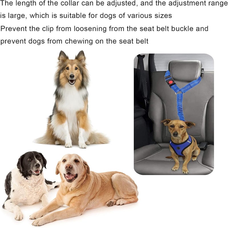 Pet Adjustable Headrest Seat Belt, Nylon Reflective Safety Strap for Dogs, Black - Durable Material, Rotatable Snap Buckle, Suitable for Various Dog Sizes (Blue) - Image 3