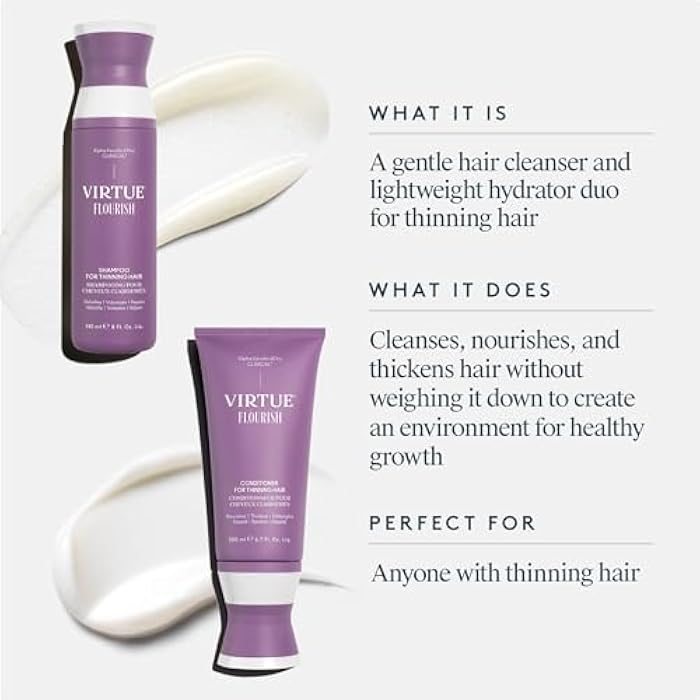 Virtue Flourish Shampoo and Conditioner Set for Fine or Thinning Hair, Sulfate Free Hair Growth Product - Image 2