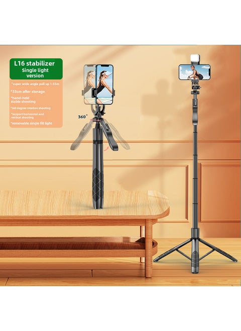 L16 Bluetooth Selfie Stick with Dual Light for Live Streams L16S aluminum alloy bracket-black 1.55 m Bluetooth remote control [single lamp version]]