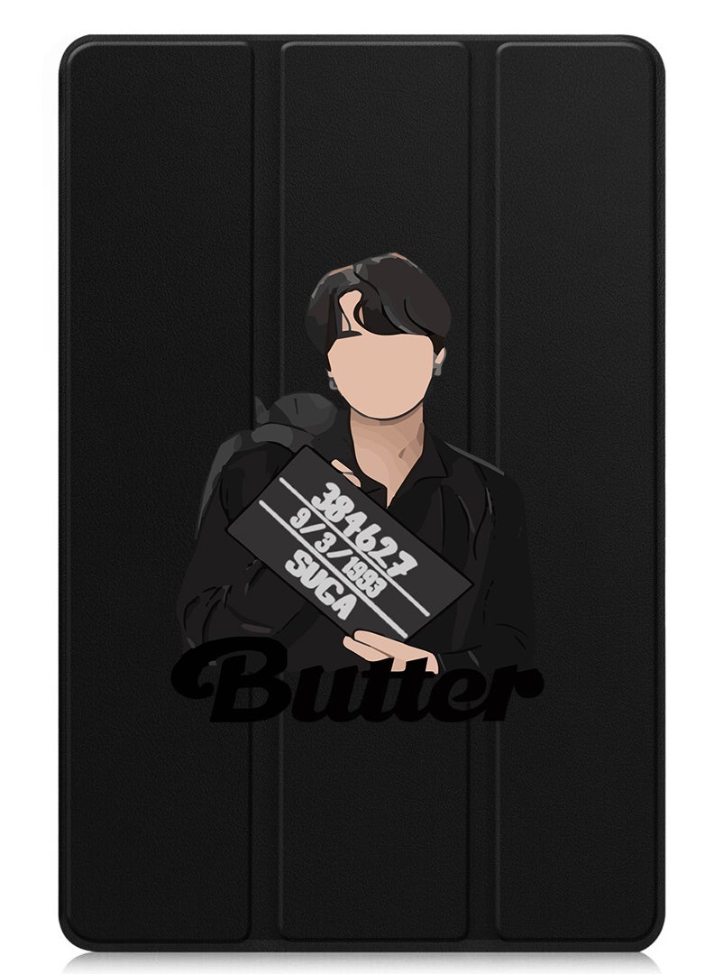 Theodor Protective Flip Case For Apple iPad mini 7th Generation (A17 Pro 2024 / Mini 6 2021 6th Generation) With Trifold Stand Auto Wake Sleep Shockproof Cover Butter Black - Image 1