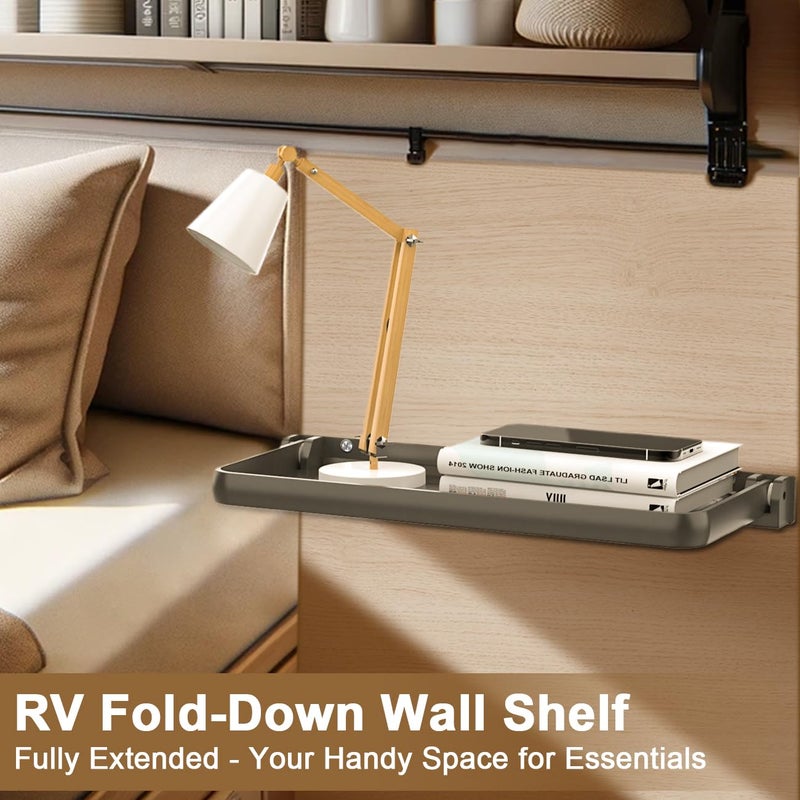 Safoner RV Aluminum Fold-Down Wall Shelf - The Essential Camper Accessory for Interior Organization | Space-Efficient Versatile Floating Storage- 2 Packs - Image 4