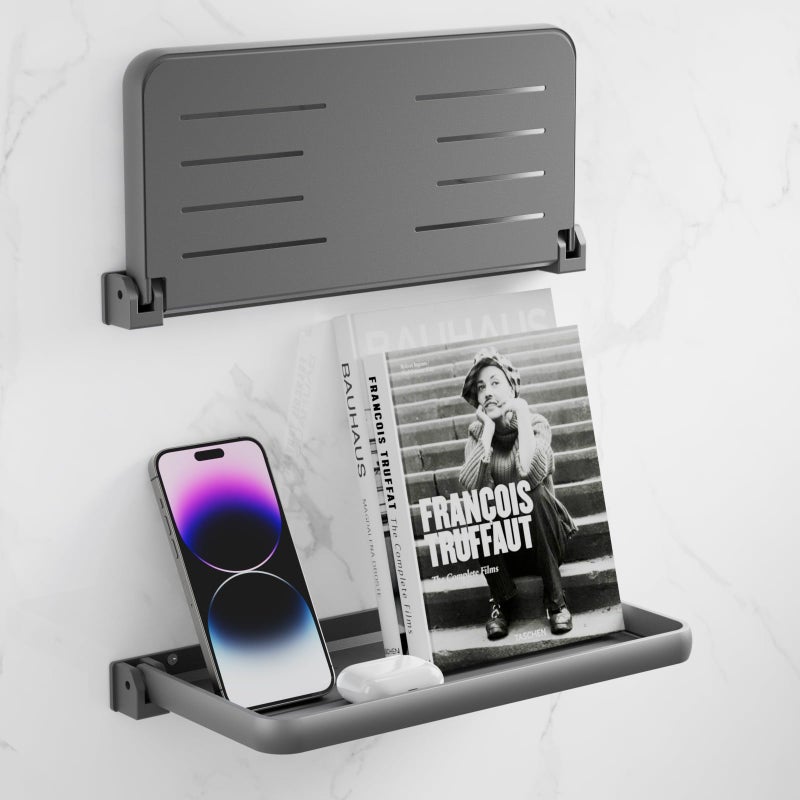 Safoner RV Aluminum Fold-Down Wall Shelf - The Essential Camper Accessory for Interior Organization | Space-Efficient Versatile Floating Storage- 2 Packs - Image 1