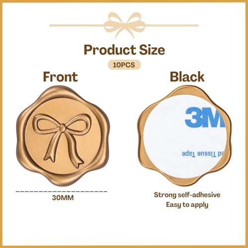Flavizo Wax Seal Stickers – 10 Pcs Self-Adhesive 3D Bow Design Envelope Seals | Peel & Stick Wax Seals for Wedding Invitations, Gift Wrapping, Cards, Scrapbooking & Party Decor - Image 3