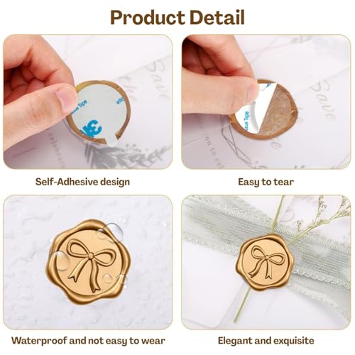 Flavizo Wax Seal Stickers – 10 Pcs Self-Adhesive 3D Bow Design Envelope Seals | Peel & Stick Wax Seals for Wedding Invitations, Gift Wrapping, Cards, Scrapbooking & Party Decor - Image 4