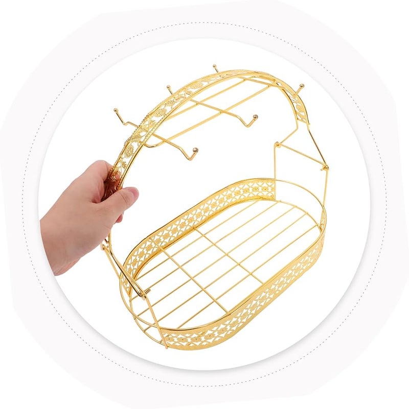 Wrought Iron Cup Rack Storage Basket Countertop Organizer Coffee Station Accessory - Image 4