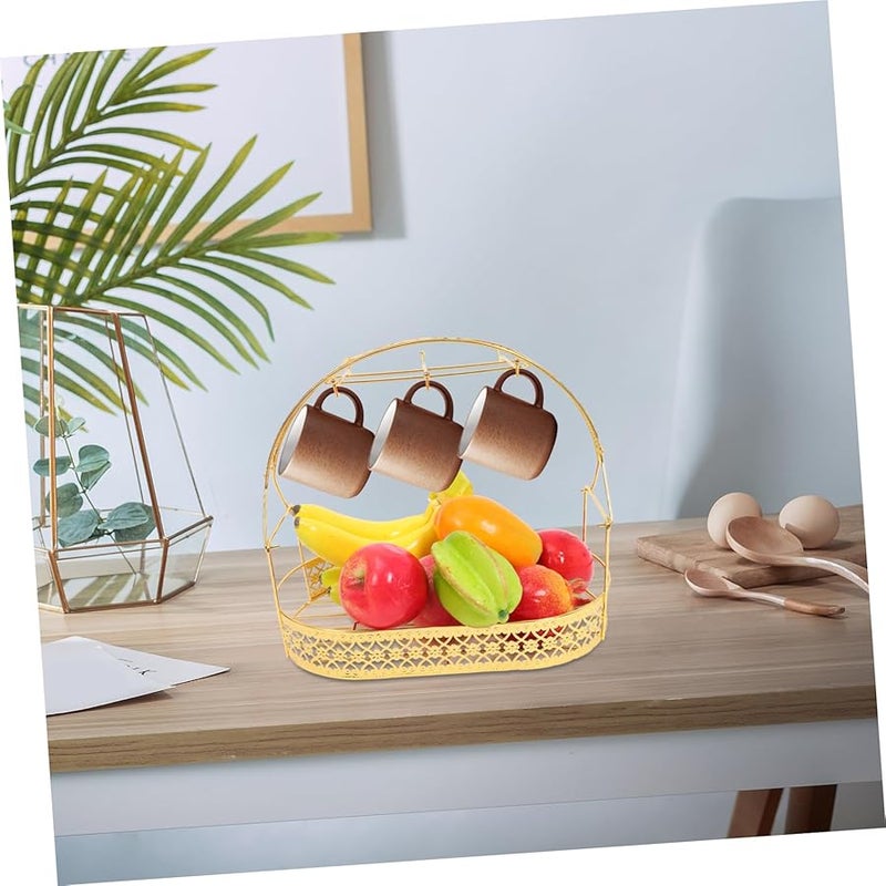 Wrought Iron Cup Rack Storage Basket Countertop Organizer Coffee Station Accessory - Image 5