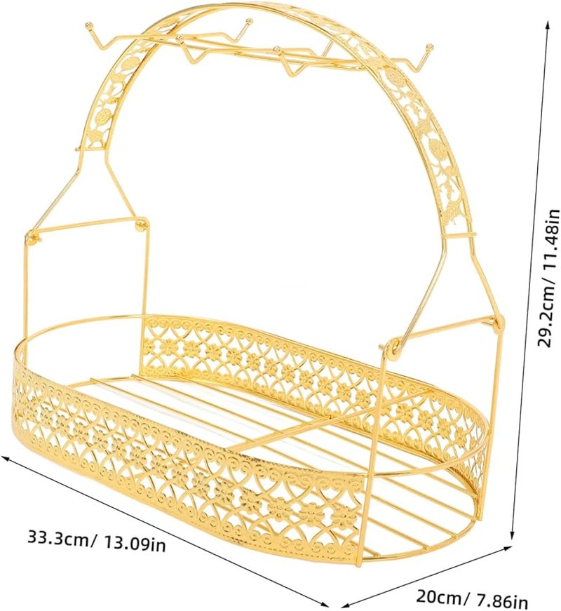 Wrought Iron Cup Rack Storage Basket Countertop Organizer Coffee Station Accessory - Image 3