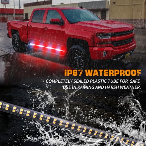 XRIDONSEN 2PCS 70 inch Truck Emergency Lights Strip 864 LED Running Board Strobe Lights Red White Firefighter Lights Flashing Warning Safety Waterproof Flexible for Vehicles POV Fire Trucks Pickup - Image 3