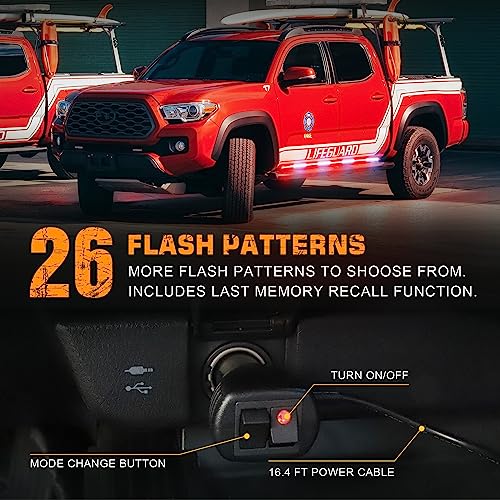 XRIDONSEN 2PCS 70 inch Truck Emergency Lights Strip 864 LED Running Board Strobe Lights Red White Firefighter Lights Flashing Warning Safety Waterproof Flexible for Vehicles POV Fire Trucks Pickup - Image 4