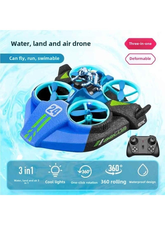 قارب للأطفال للتحكم عن بعد في الماء والأرض والهواء 3 في 1 قارب عالي السرعة يشحن كهربائيًا، نموذج سفينة لعب للأطفال للرجال لون جديد: ثلاثة أوضاع للمياه والأرض والهواء + عمر بطارية مطور + أزرق رائع - المواصفات: بطاريتان قابلتان لإعادة الشحن - Image 1