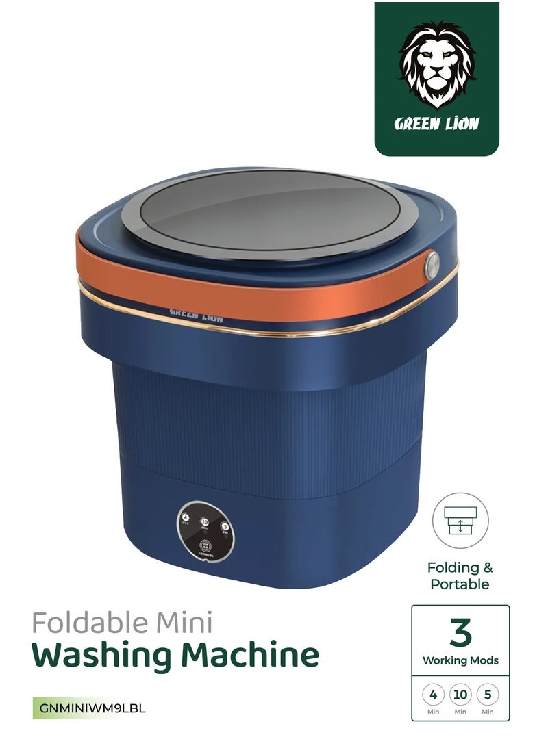 Foldable Mini Washing Machine 9L 60W / Clothes Cleaner / Spin Dryer / Foldable Bucket Washer Compact Size / Drain Function / Folding & Portable / 3 Working Modes / Easy to Use - Blue