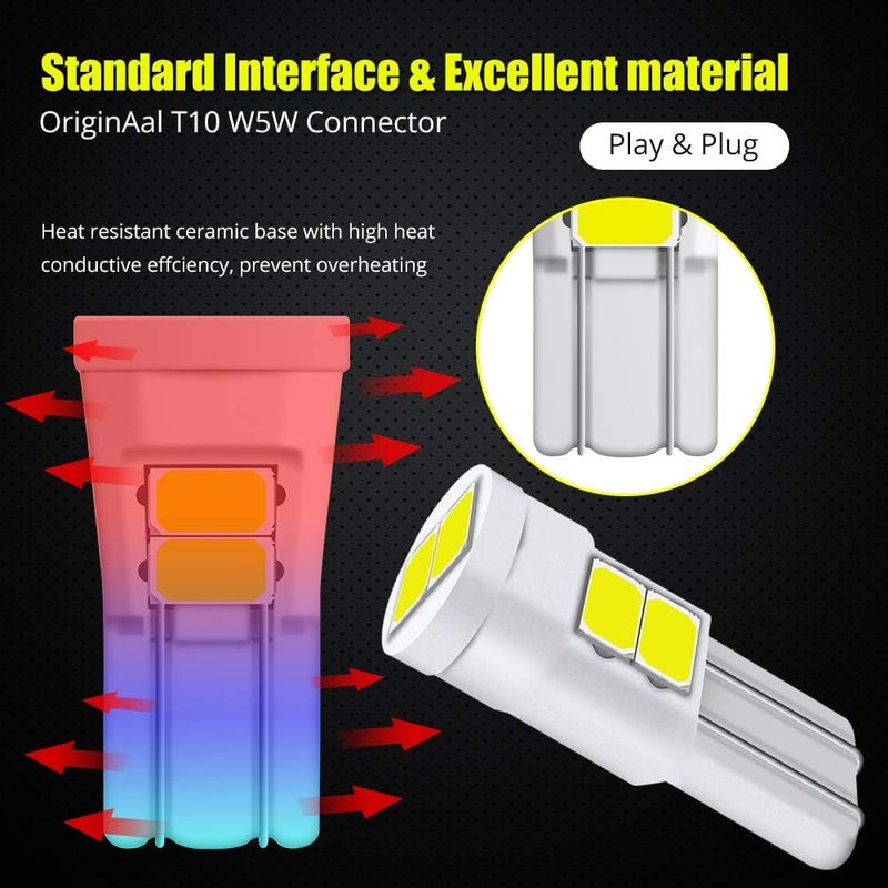 YEERON T10 LED Bulbs 10-Pack - Super Bright White 6000K - Image 4