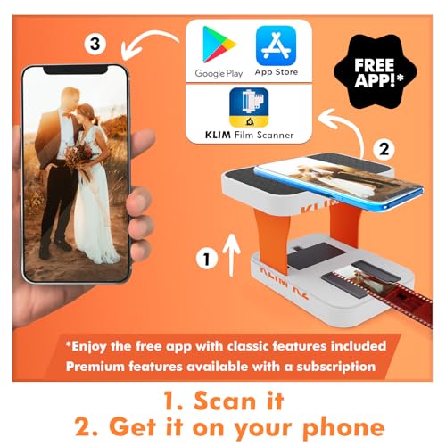 KLIM K2 Mobile Film Scanner 35mm - Free APP - Positive & Negative Converter, Slide & Photo Digitizer, 35mm Color Developing Kit Essential - Top Choice for Preserving Old Photos - Orange & Grey - Image 3