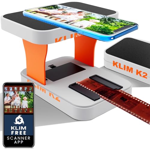 KLIM K2 Mobile Film Scanner 35mm - Free APP - Positive & Negative Converter, Slide & Photo Digitizer, 35mm Color Developing Kit Essential - Top Choice for Preserving Old Photos - Orange & Grey - Image 1